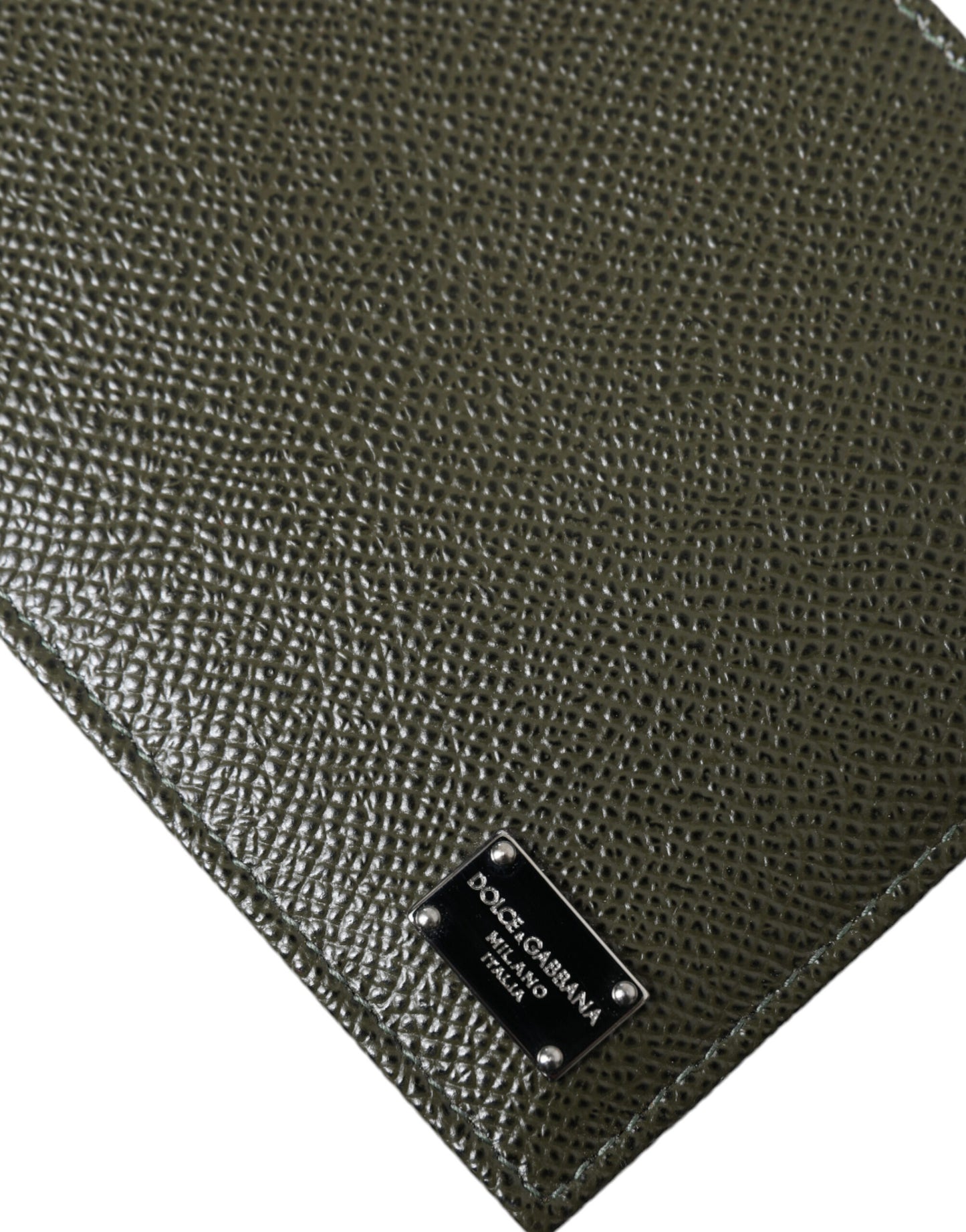 Dolce & Gabbana Olive Green Calfskin Leather Bifold Card Holder Wallet