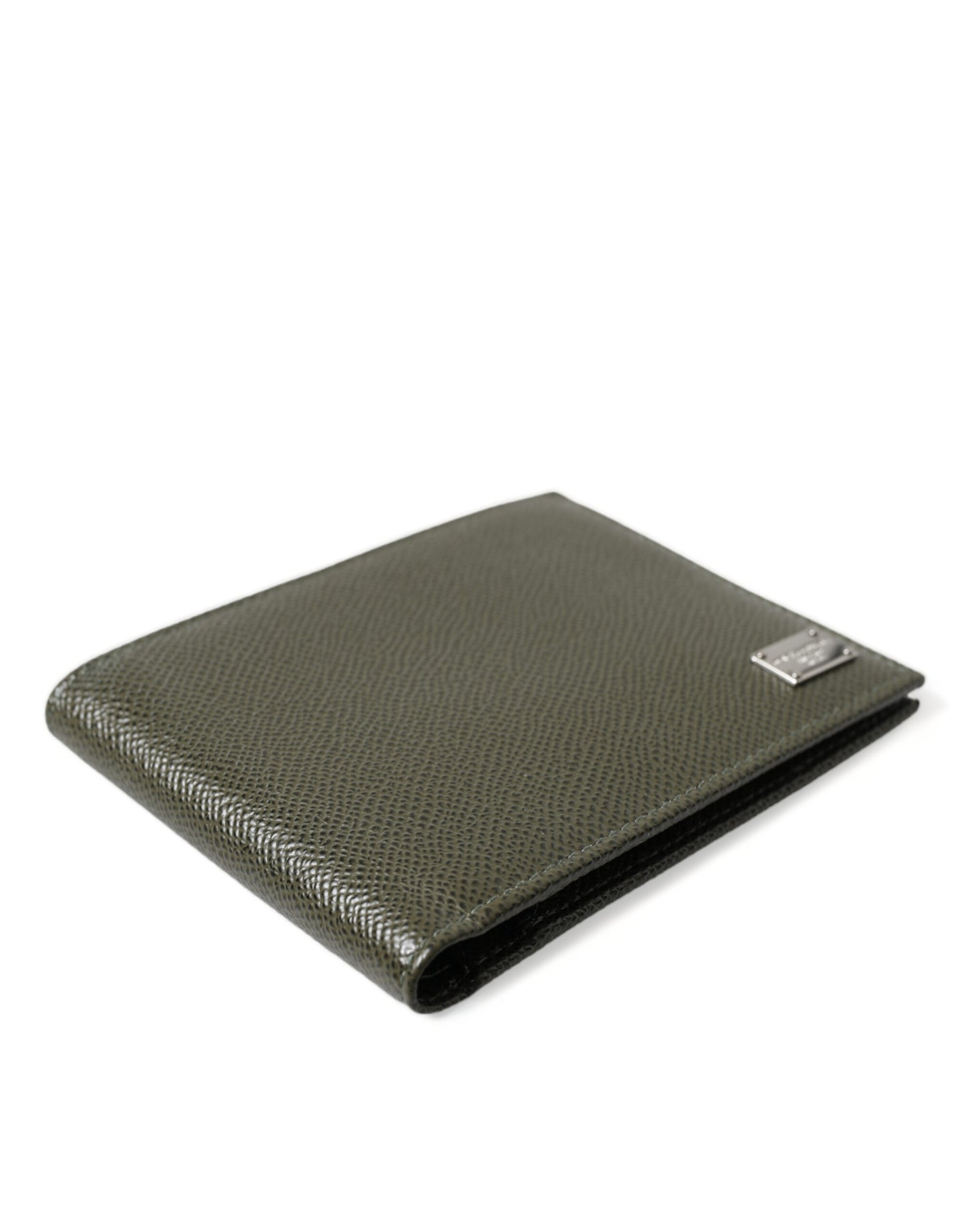 Dolce & Gabbana Olive Green Calfskin Leather Bifold Card Holder Wallet