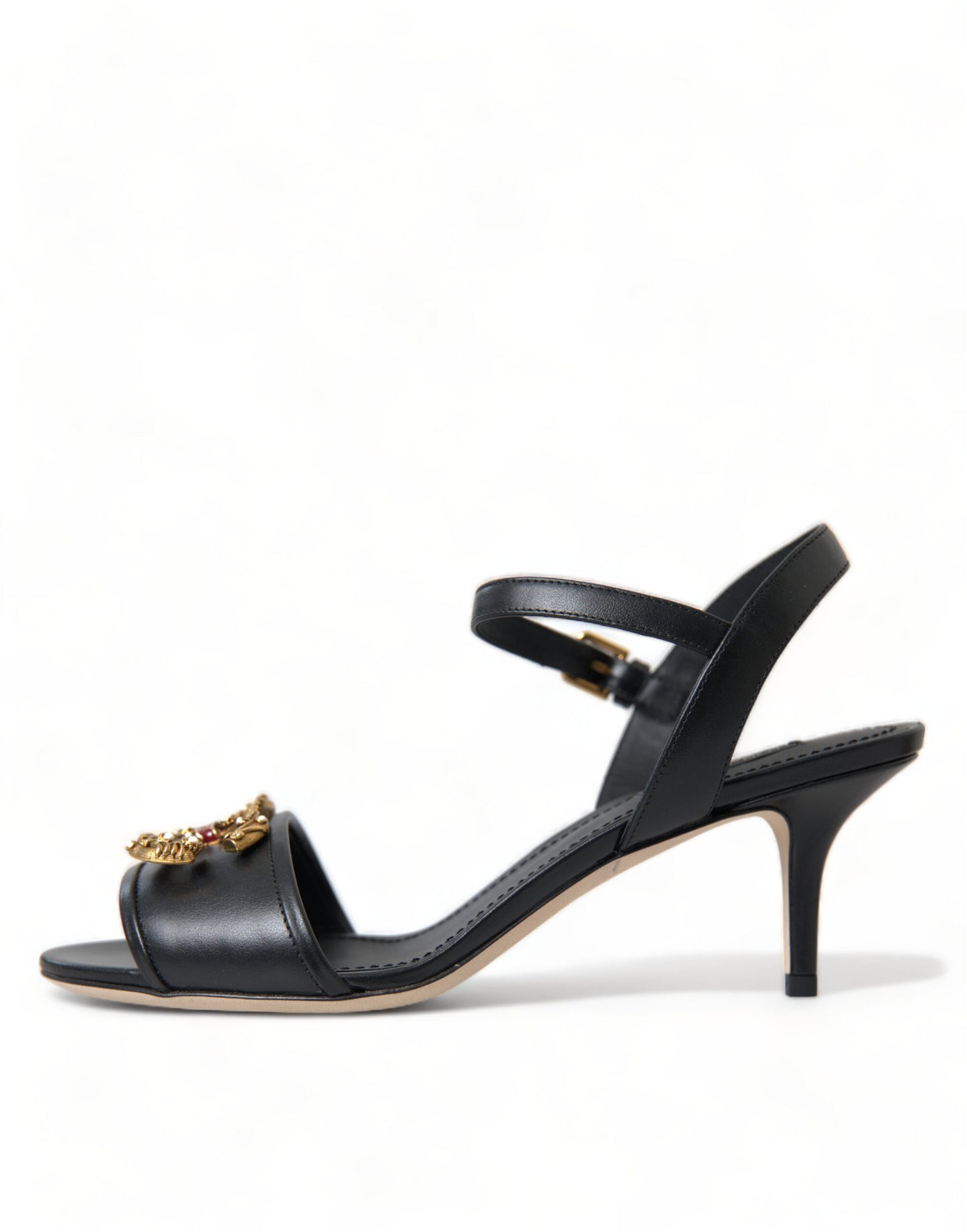 Dolce & Gabbana Elegant Black Leather Heels Sandals