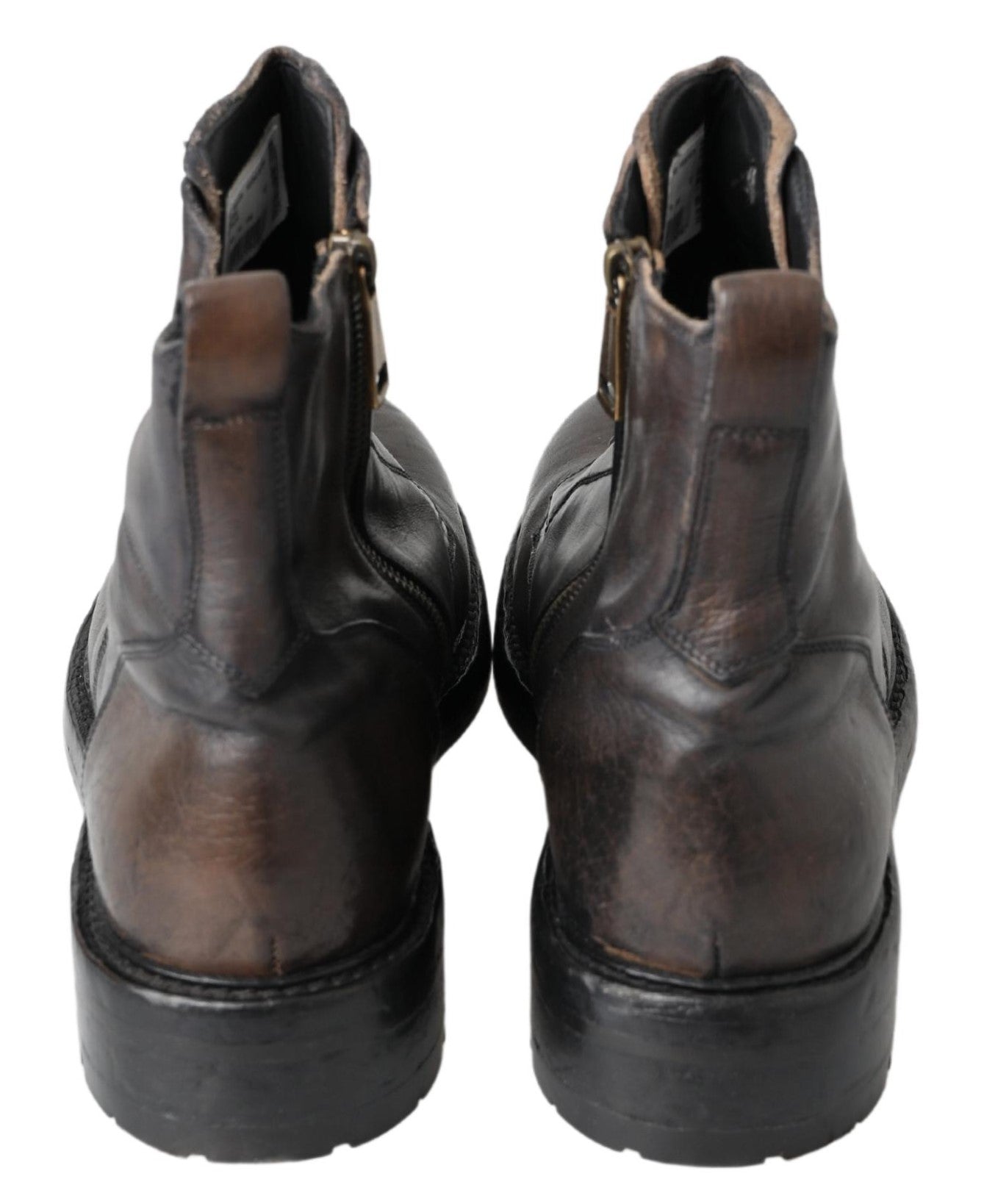 Dolce & Gabbana Italian Leather Combat Boots in Rich Brown