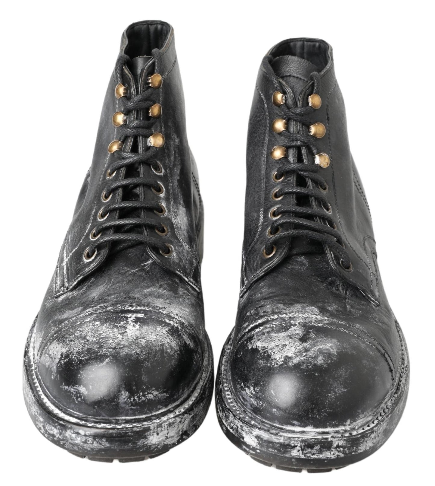 Dolce & Gabbana Elegant Leather Combat Boots in Black