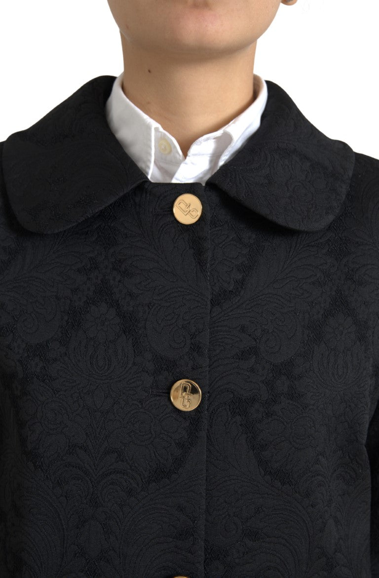 Dolce & Gabbana Black Floral Print Coat Blazer Jacket