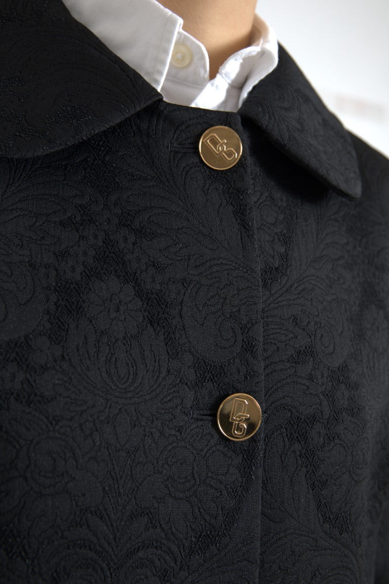 Dolce & Gabbana Black Floral Print Coat Blazer Jacket