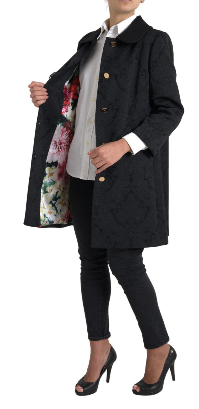 Dolce & Gabbana Black Floral Print Coat Blazer Jacket