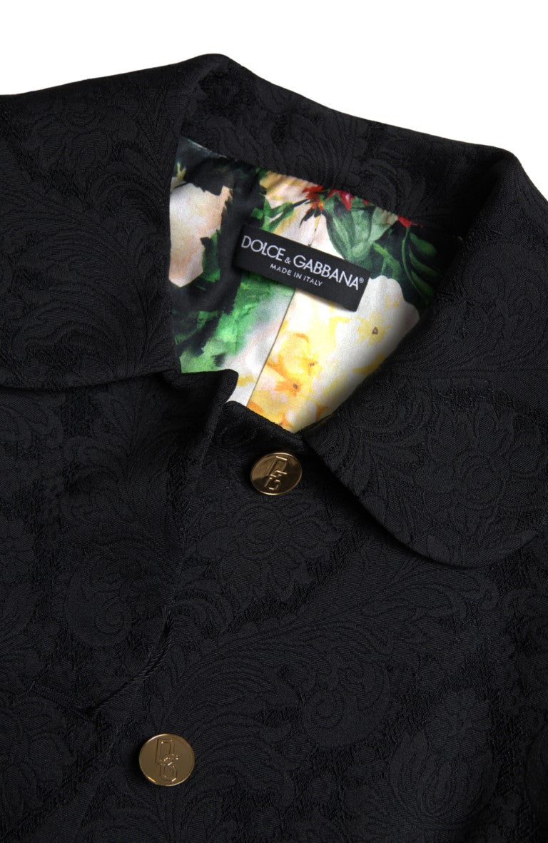 Dolce & Gabbana Black Floral Print Coat Blazer Jacket