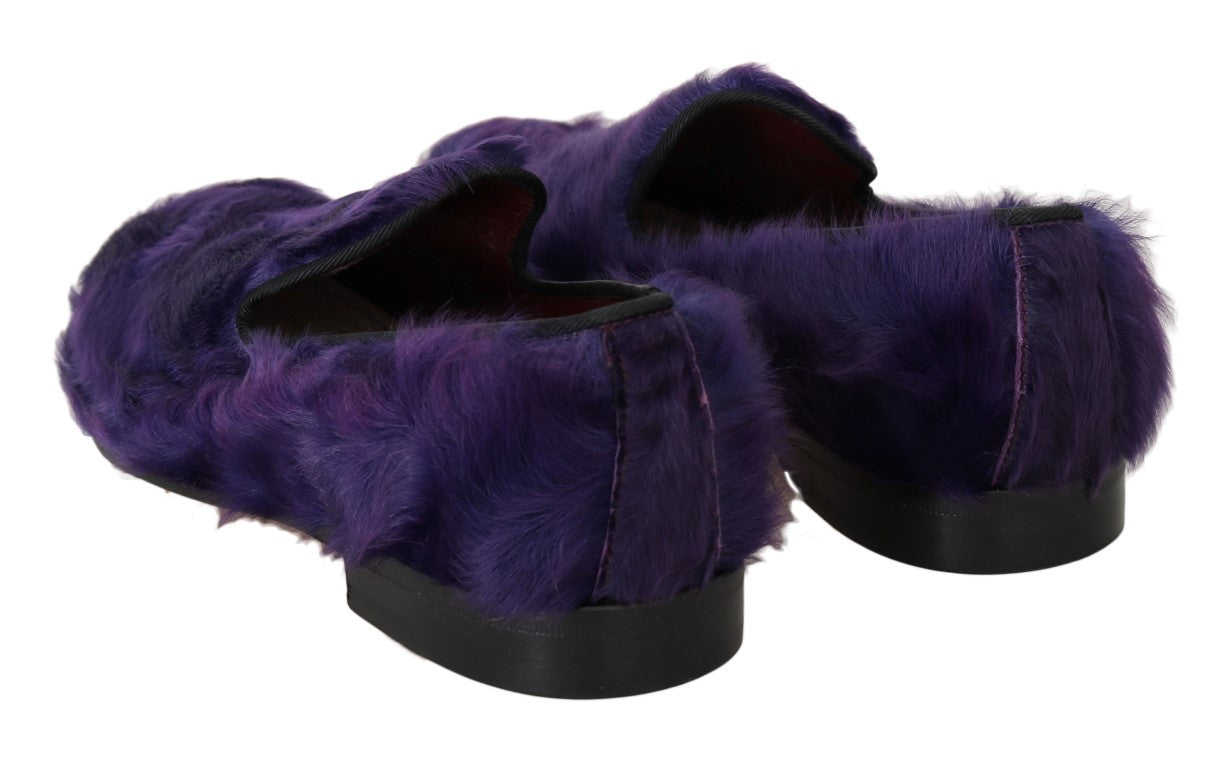 Dolce & Gabbana Plush Purple Sheep Fur Loafers