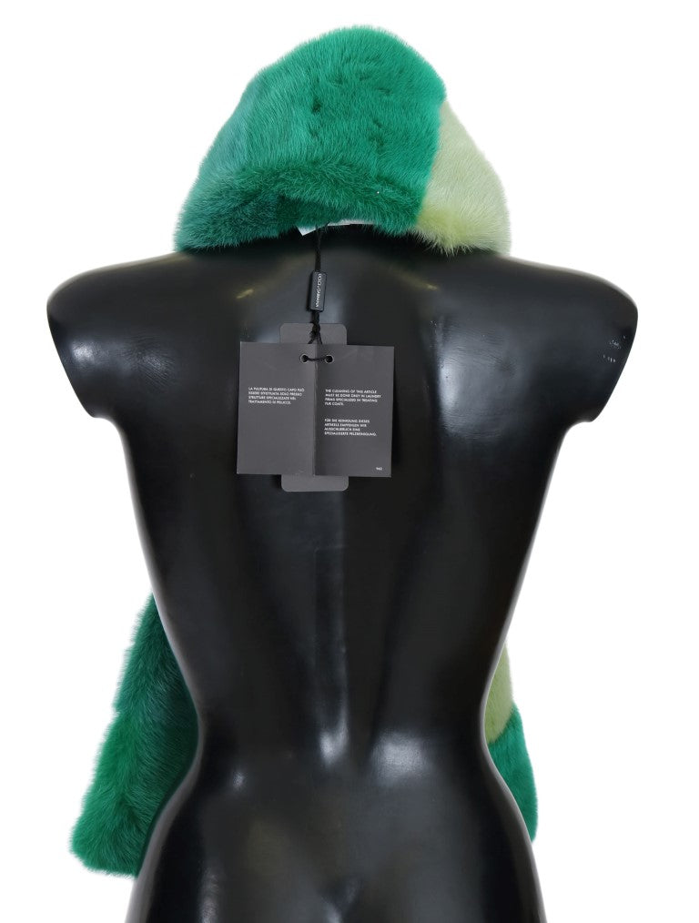 Dolce & Gabbana Elegant Green Mink Fur Scarf Wrap