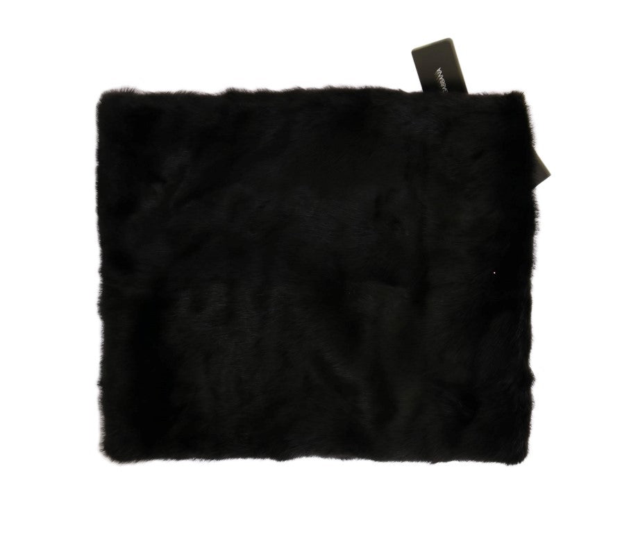 Dolce & Gabbana Elegant Black Mink Fur Shoulder Wrap Scarf