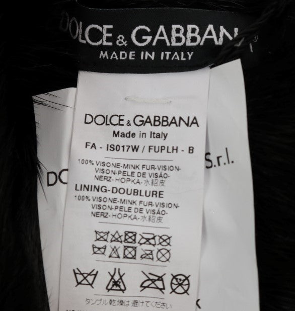 Dolce & Gabbana Elegant Black Mink Fur Shoulder Wrap Scarf