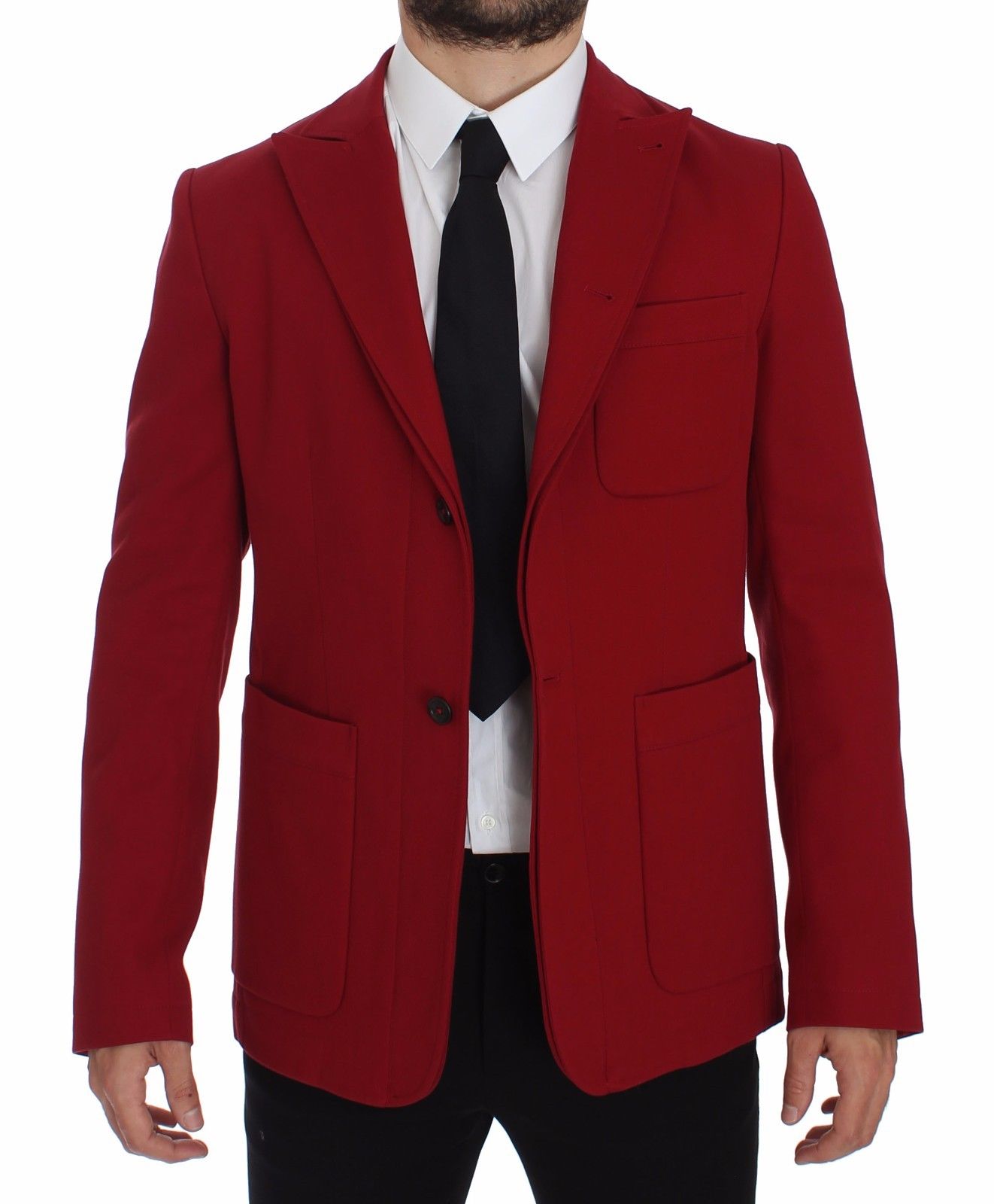 Dolce & Gabbana Elegant Red Cotton Stretch Two-Button Blazer