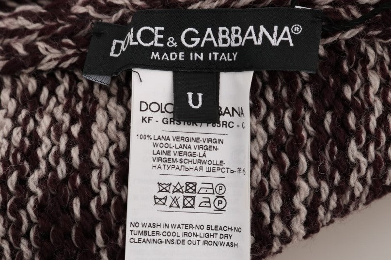 Dolce & Gabbana Elegant Bordeaux Wool Scarf for Men