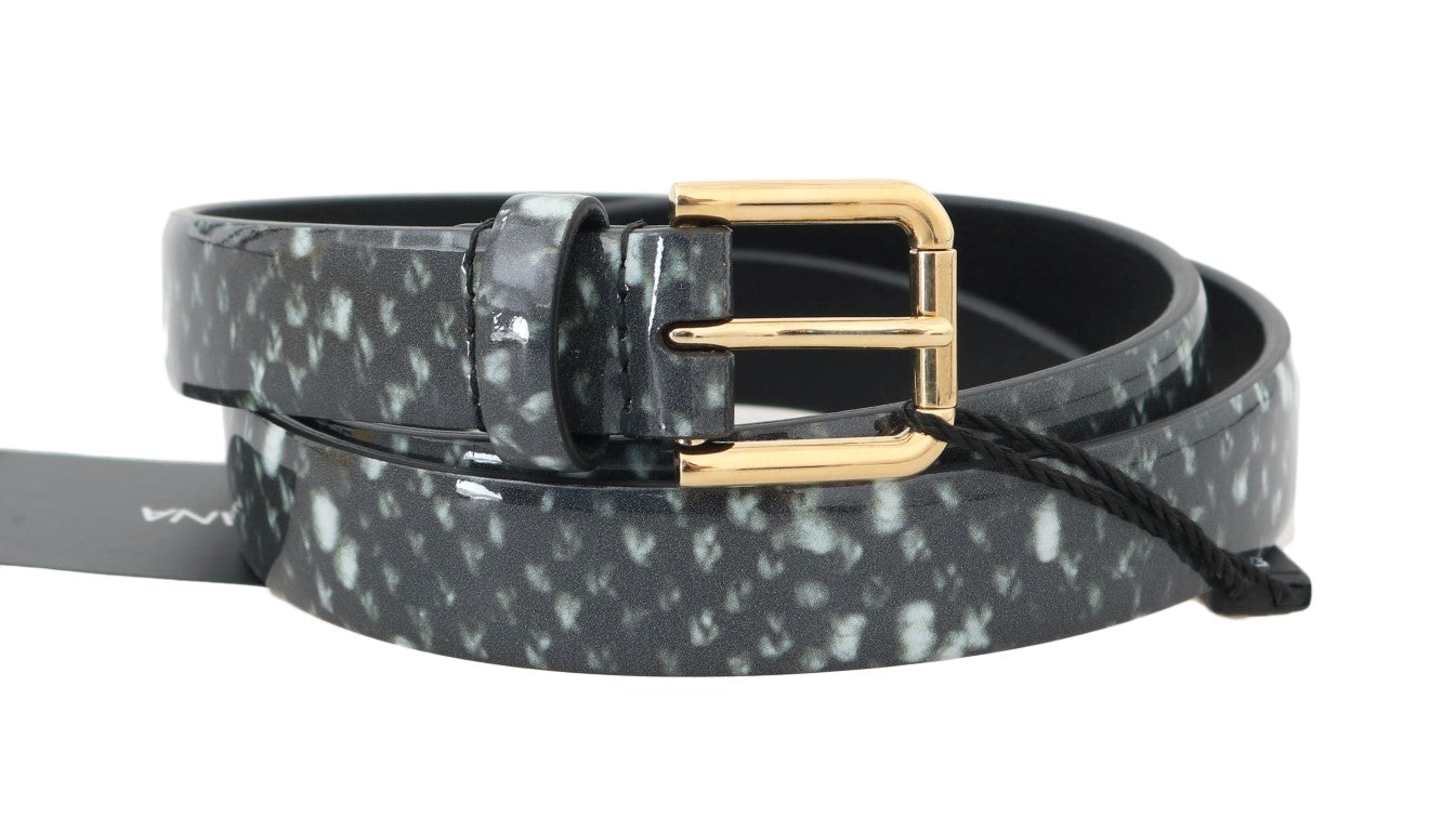 Dolce & Gabbana Chic Monochrome Leather Belt with Gold Buckle