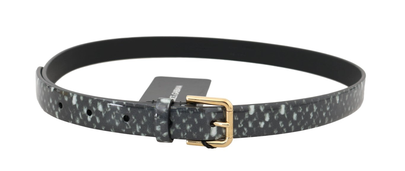 Dolce & Gabbana Chic Monochrome Leather Belt with Gold Buckle