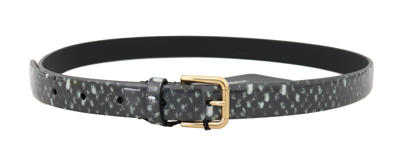 Dolce & Gabbana Chic Monochrome Leather Belt with Gold Buckle