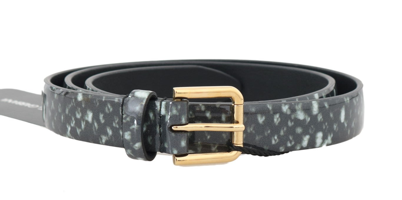 Dolce & Gabbana Chic Monochrome Leather Belt with Gold Buckle