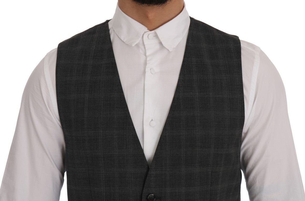 Dolce & Gabbana Elegant Striped Gray Wool Blend Waistcoat