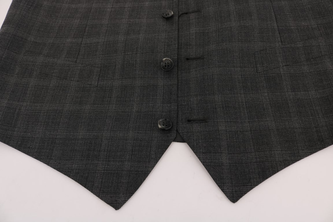 Dolce & Gabbana Elegant Striped Gray Wool Blend Waistcoat