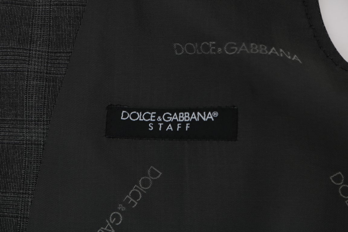 Dolce & Gabbana Elegant Striped Gray Wool Blend Waistcoat