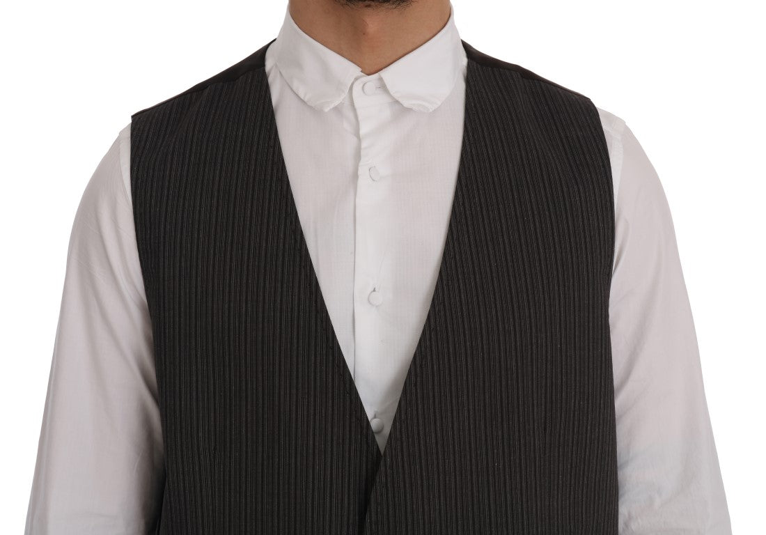 Dolce & Gabbana Elegant Brown Striped Waistcoat Vest