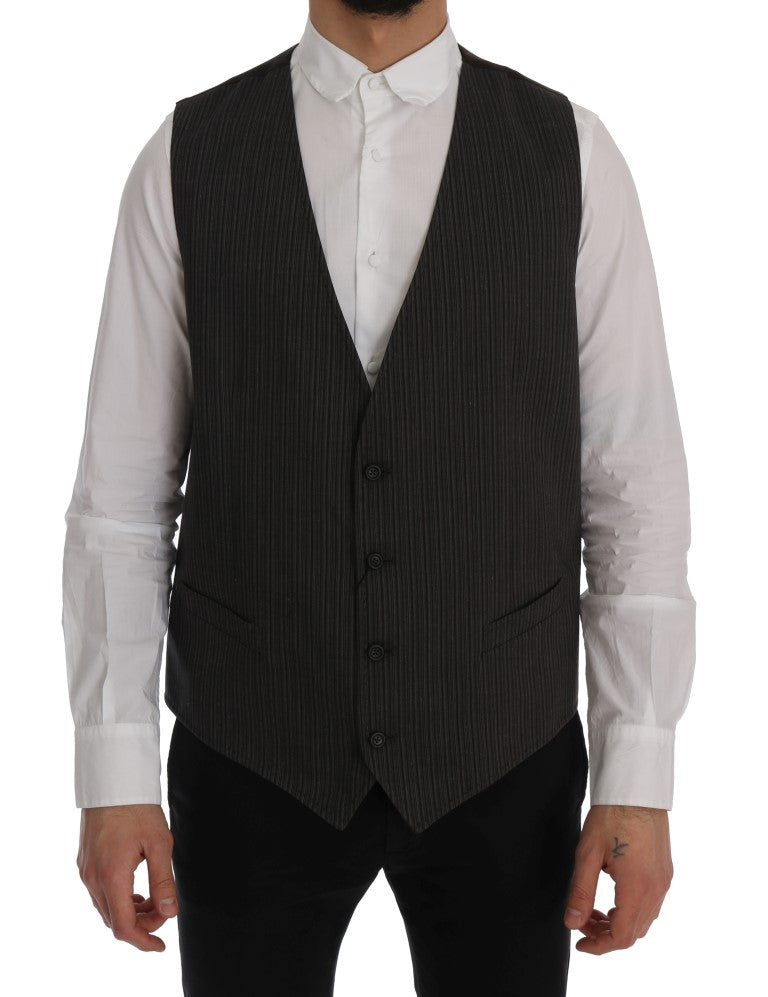 Dolce & Gabbana Elegant Brown Striped Waistcoat Vest