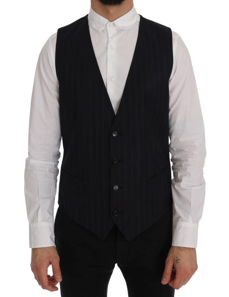 Dolce & Gabbana Elegant Striped Wool Blend Vest Waistcoat