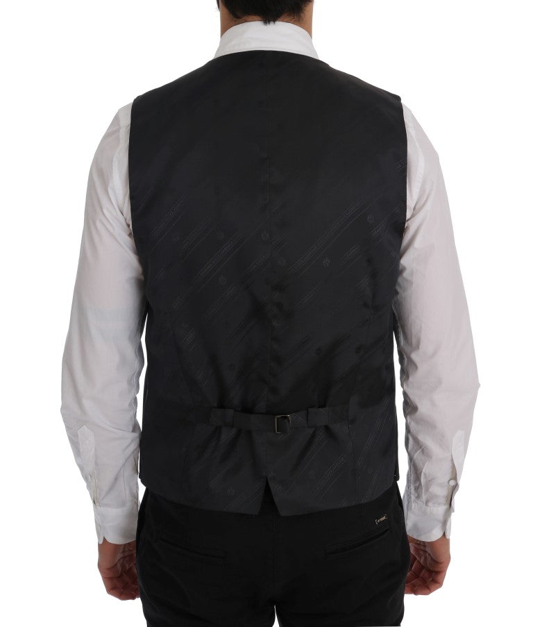 Dolce & Gabbana Stylish Gray Striped Single Breasted Vest