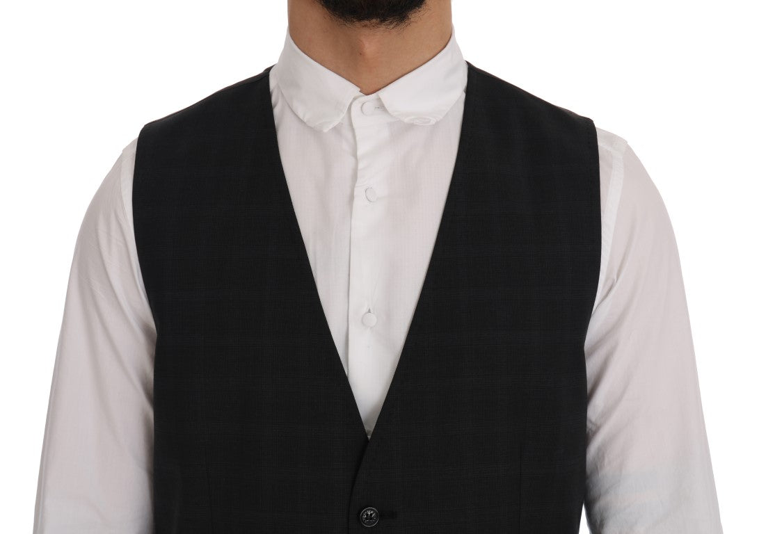 Dolce & Gabbana Stylish Gray Striped Single Breasted Vest