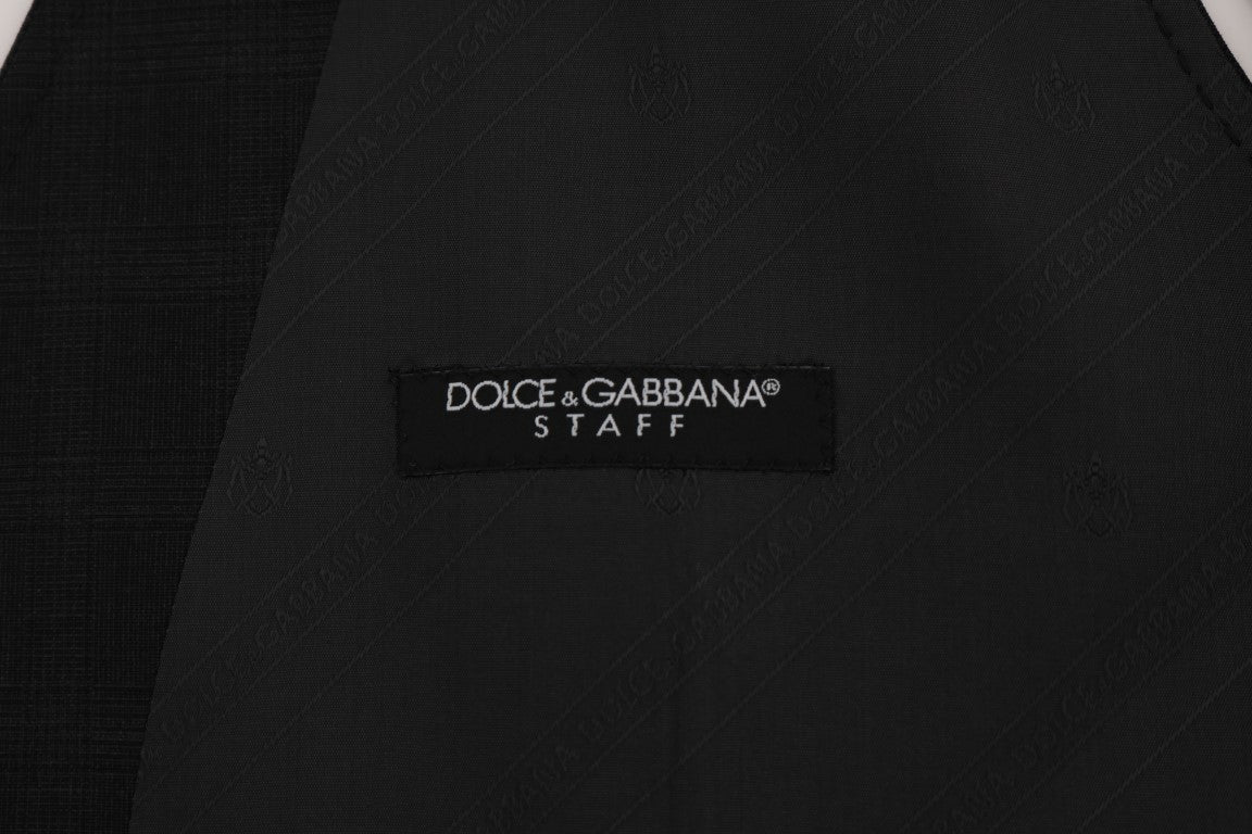 Dolce & Gabbana Stylish Gray Striped Single Breasted Vest