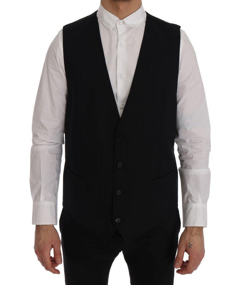 Dolce & Gabbana Elegant Striped Wool Blend Waistcoat Vest