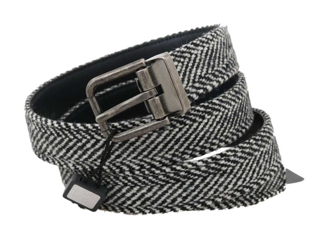 Dolce & Gabbana Elegant Black and White Men's Wool Belt