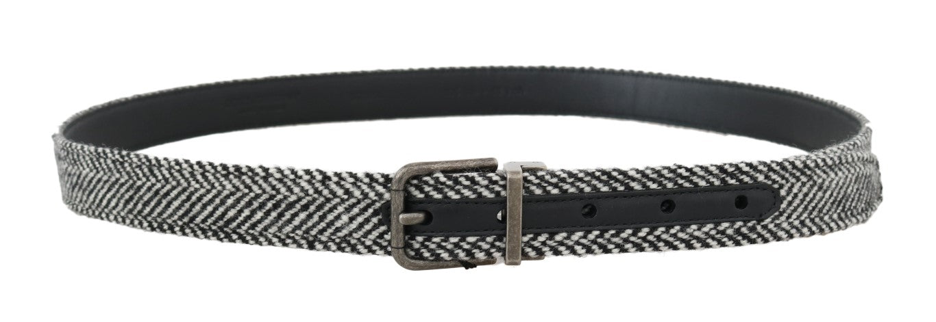 Dolce & Gabbana Elegant Black and White Men's Wool Belt