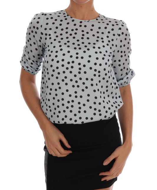 Dolce & Gabbana Polka Dotted Silk Blouse Top