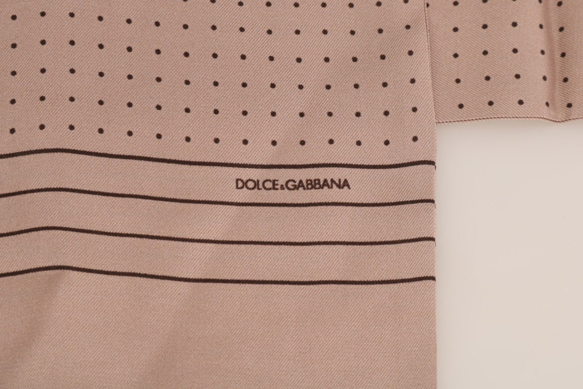 Dolce & Gabbana Elegant Pink Polka Dot Silk Scarf