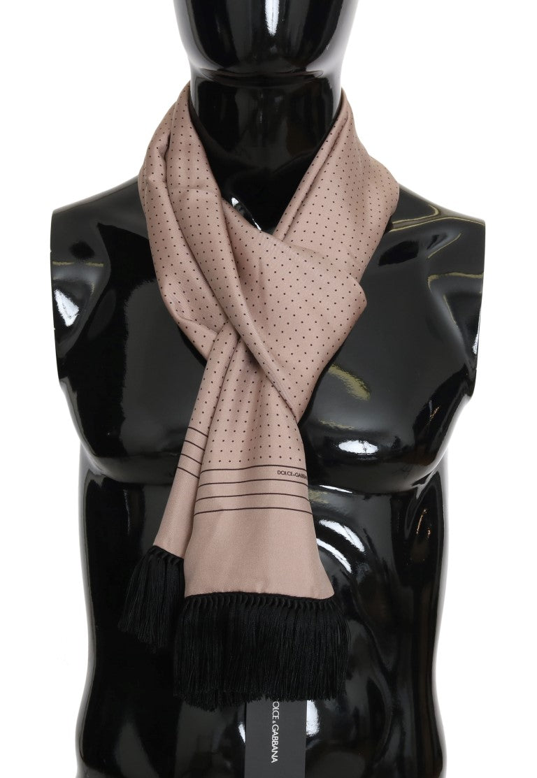 Dolce & Gabbana Elegant Pink Polka Dot Silk Scarf