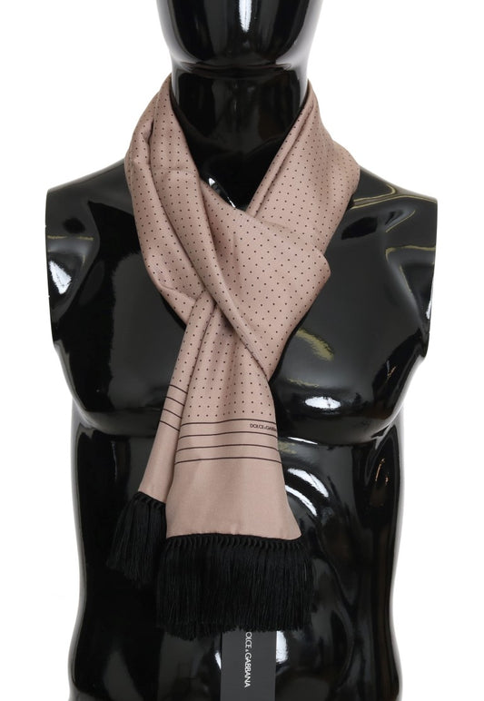 Dolce & Gabbana Elegant Pink Polka Dot Silk Scarf