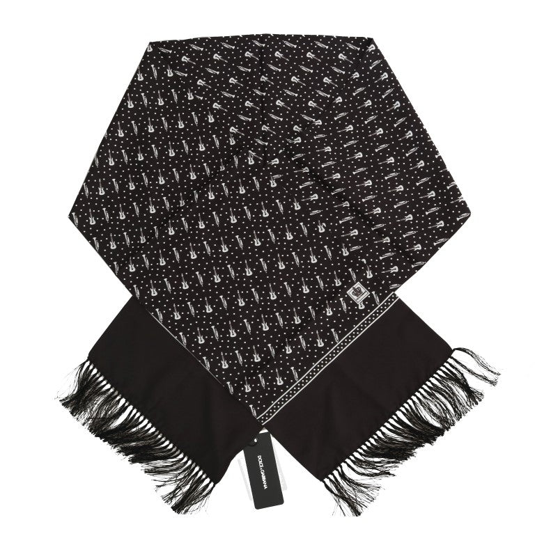 Dolce & Gabbana Elegant Silk Instrument Pattern Scarf