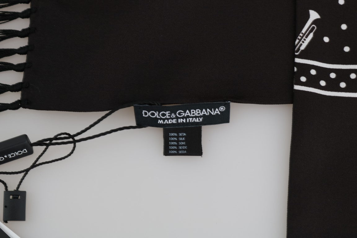 Dolce & Gabbana Elegant Silk Instrument Pattern Scarf