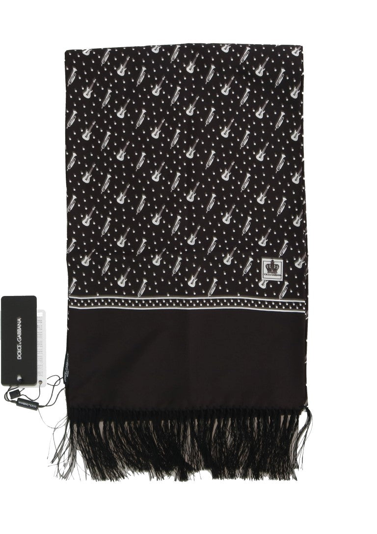 Dolce & Gabbana Elegant Silk Instrument Pattern Scarf