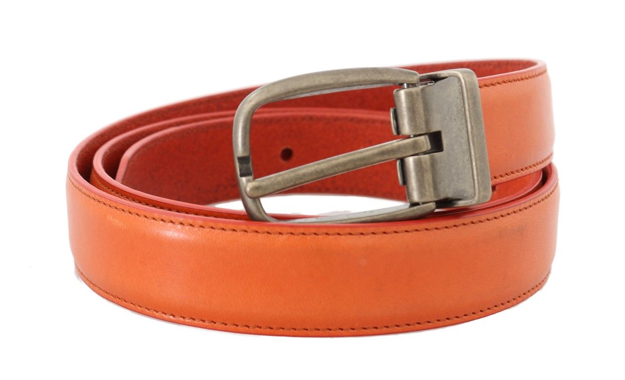 Dolce & Gabbana Dolce & Gabbana Orange Leather Gold Buckle Men's Belt