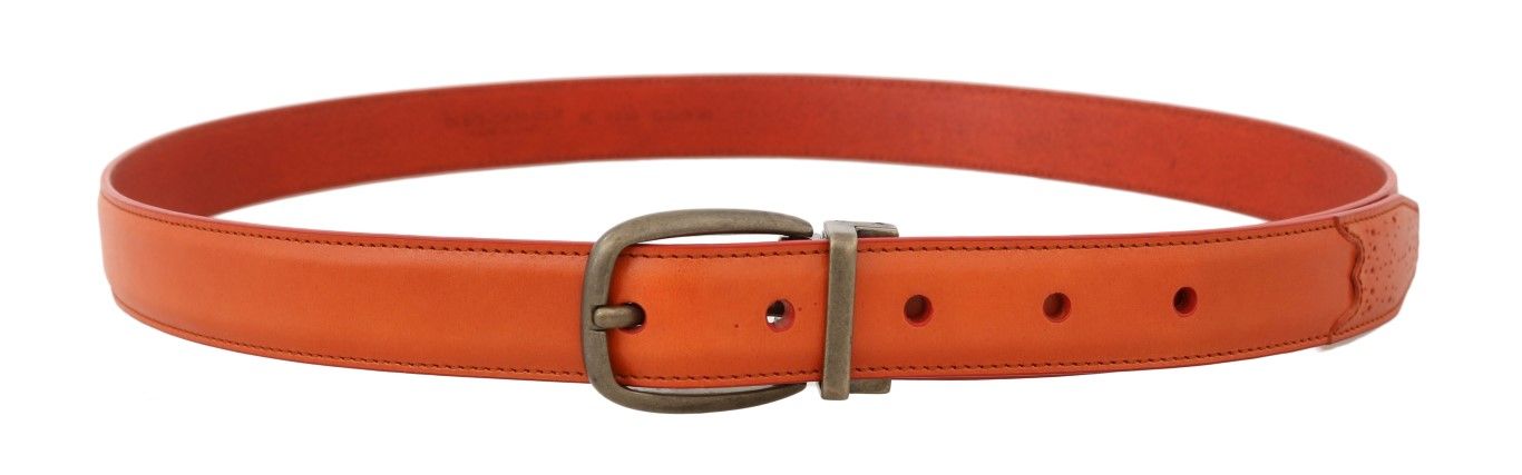 Dolce & Gabbana Dolce & Gabbana Orange Leather Gold Buckle Men's Belt