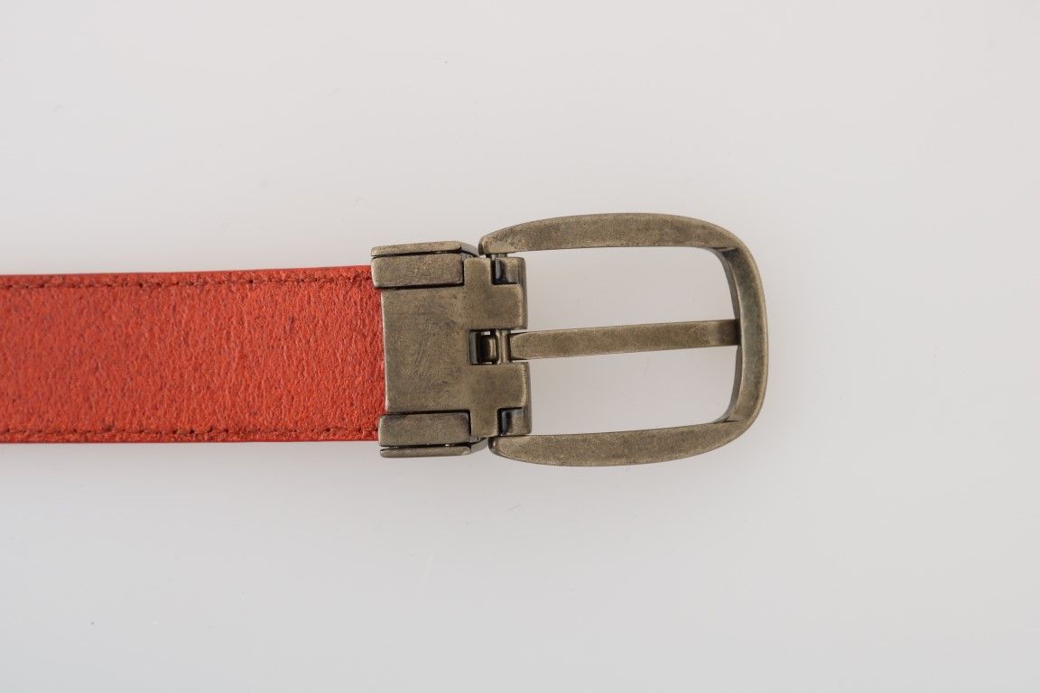 Dolce & Gabbana Dolce & Gabbana Orange Leather Gold Buckle Men's Belt