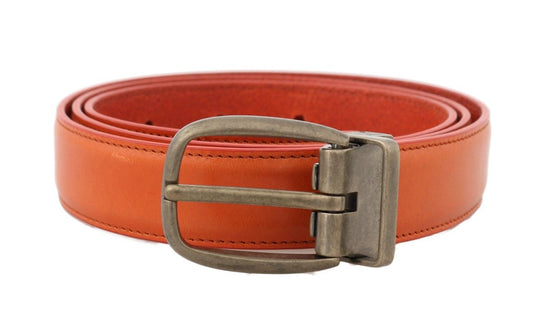 Dolce & Gabbana Dolce & Gabbana Orange Leather Gold Buckle Men's Belt