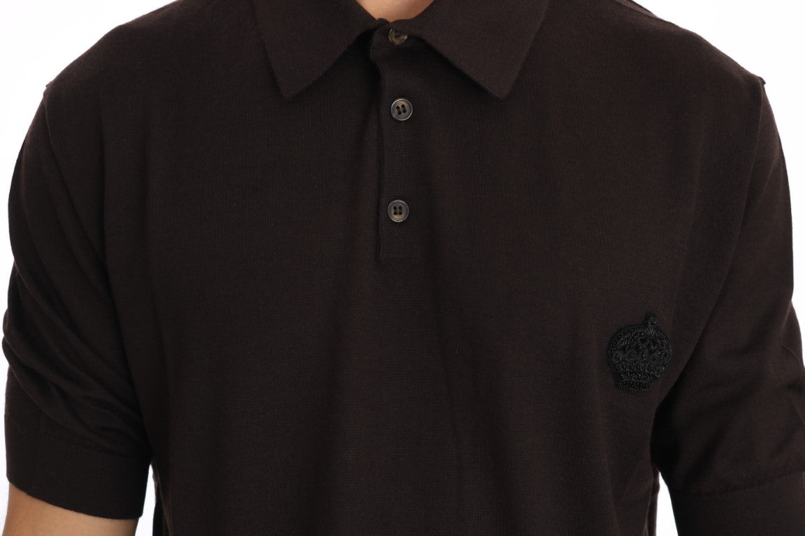 Dolce & Gabbana Royal Crown Embroidered Cashmere Polo T-Shirt