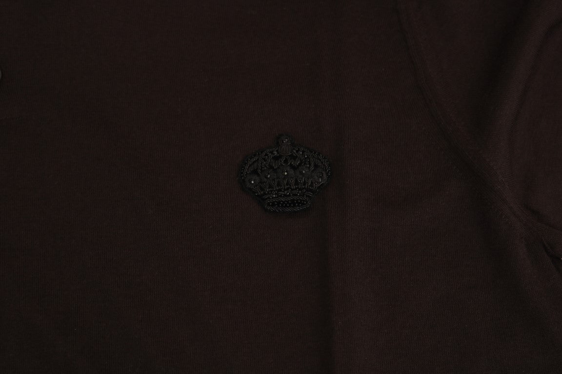 Dolce & Gabbana Royal Crown Embroidered Cashmere Polo T-Shirt