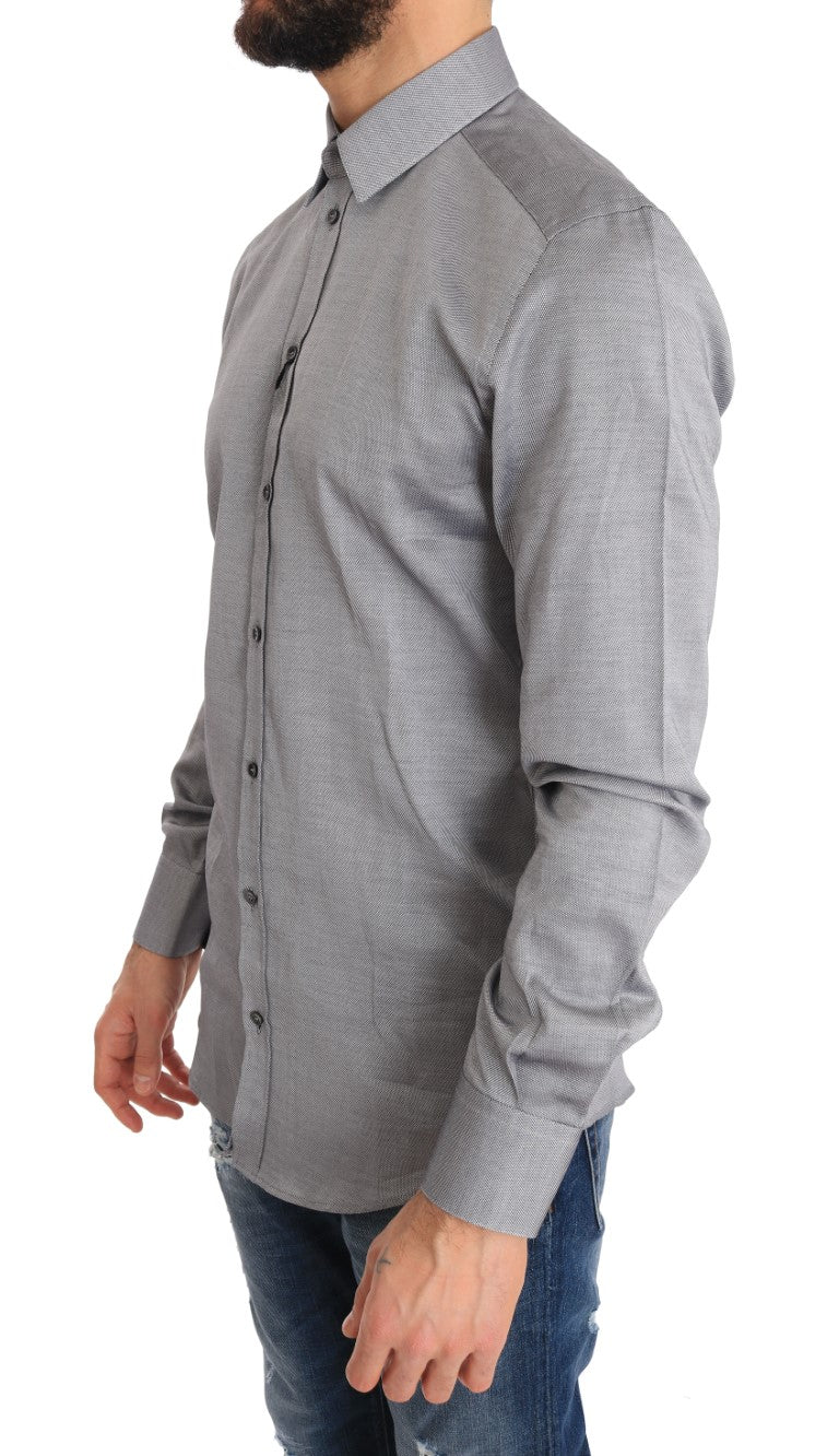 Dolce & Gabbana Slim Fit Formal Cotton Shirt in Gray