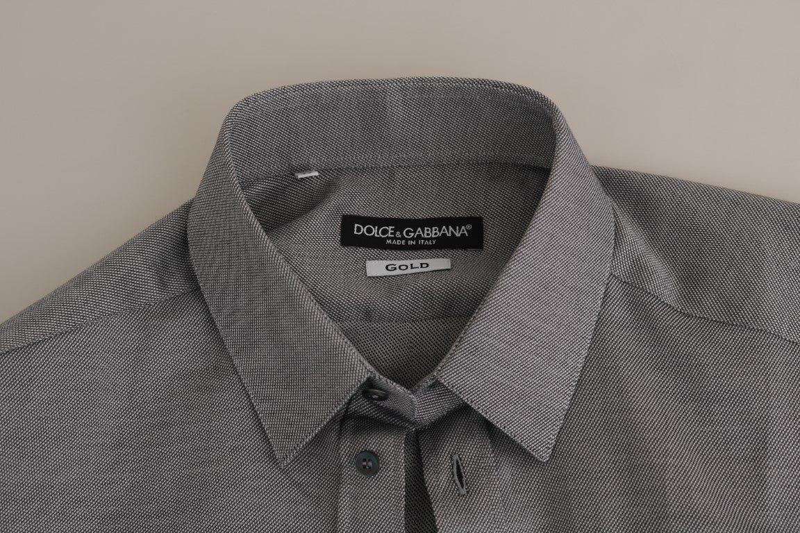 Dolce & Gabbana Slim Fit Formal Cotton Shirt in Gray