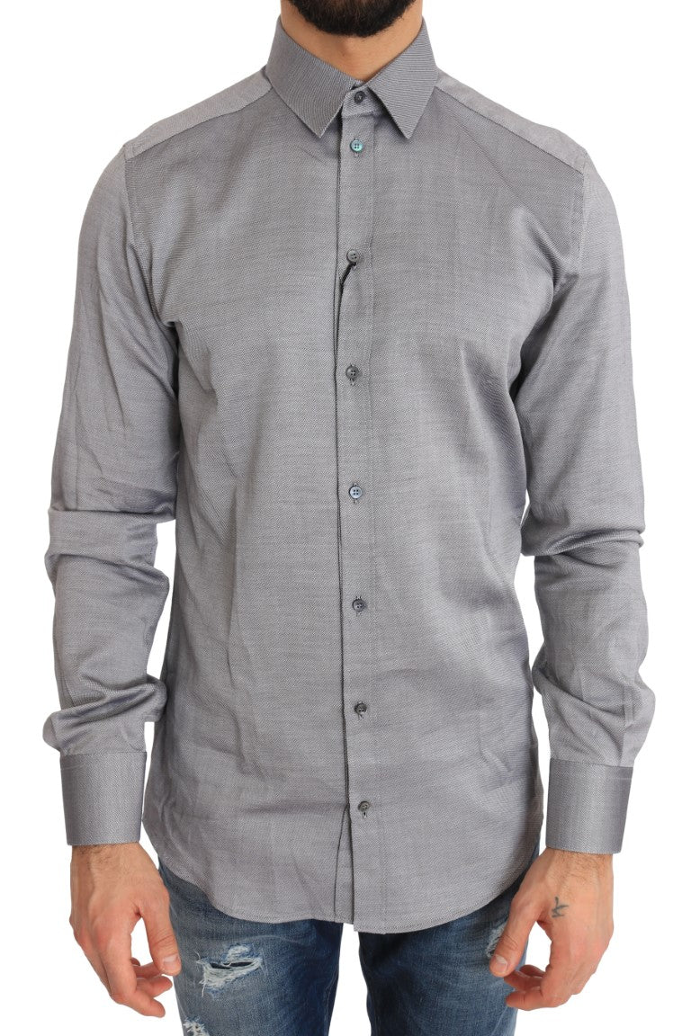 Dolce & Gabbana Slim Fit Formal Cotton Shirt in Gray