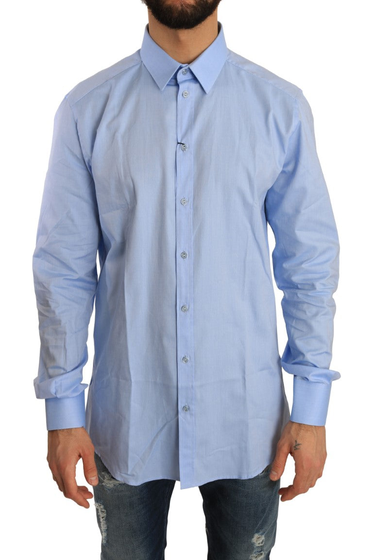 Dolce & Gabbana Elegant Blue Cotton Dress Shirt