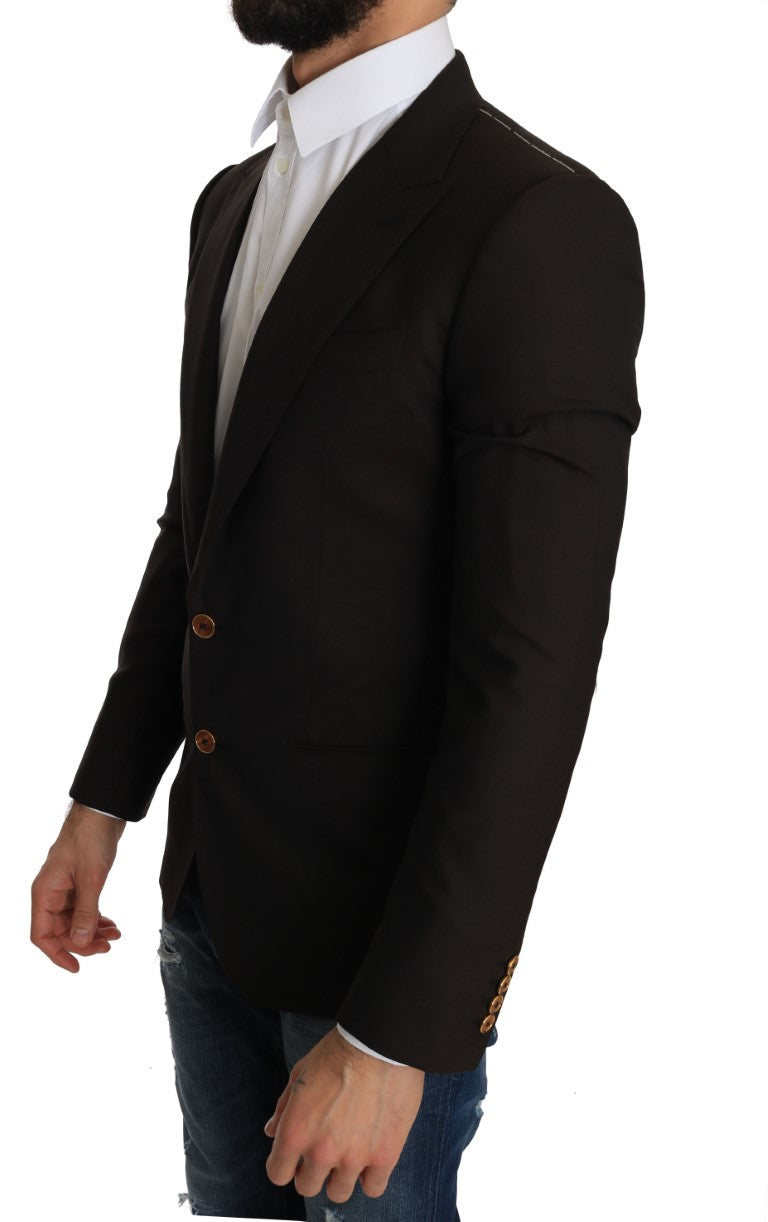 Dolce & Gabbana Sleek Slim Brown Virgin Wool Blazer Jacket