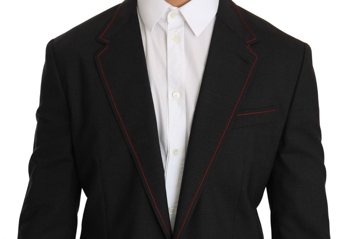 Dolce & Gabbana Gray Wool Slim Blazer Jacket